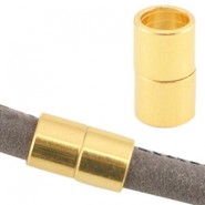 DQ metaal magneetslot voor Ø 6mm rond draad / leer Goud
